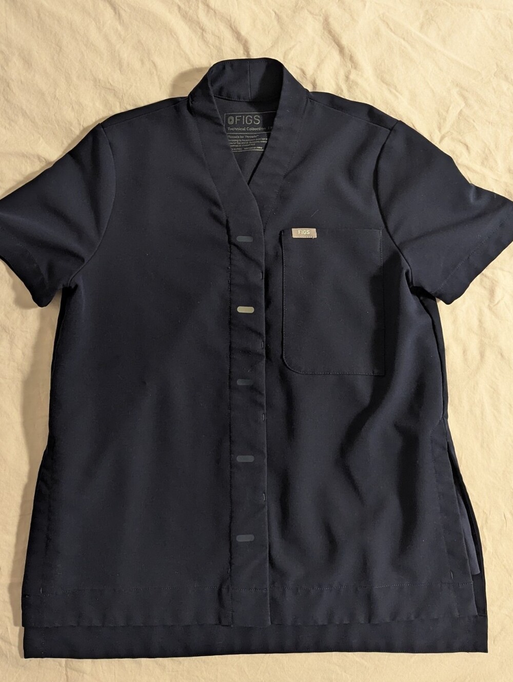 Figs Scrub Top full Zipper front hidden Women's xxs navy blue W215W1014 # 1834